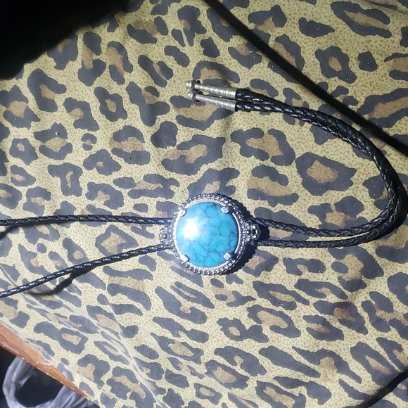 Vintage Mexican tie with Mexican Turquoise - Picture 4 of 4